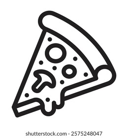Pizza slice icon. Editable line icon. Vector illustration