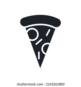 Pizza slice icon. Fast food and bakery isolated vector silhouettes