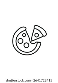 pizza with slice icon,  fast food outline icon