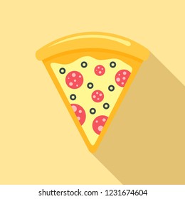 Pizza slice icon. Flat illustration of pizza slice vector icon for web design