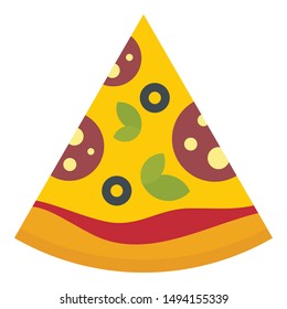 Pizza slice icon. Flat illustration of pizza slice vector icon for web design