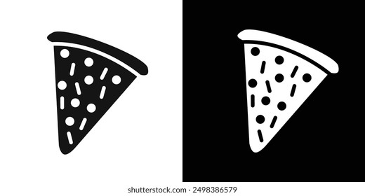 Pizza slice icon flat line symbol set.