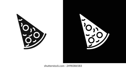 Conjunto de símbolos de línea plana de icono de rebanada de pizza.