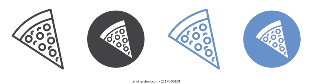 Pizza slice icon flat line symbol set.