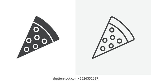Pizza ícone fatia plano e design conjunto simples