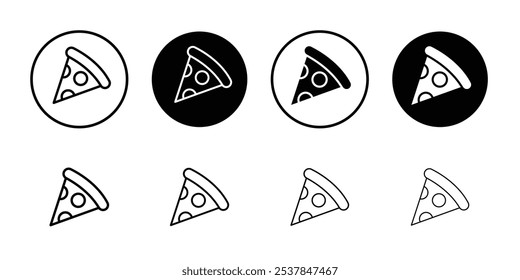 Pizza slice icon Flat simple outline set