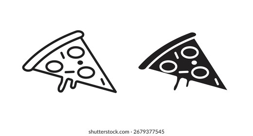 Icono de rebanada de pizza y paquete de estilo de trazo plano sobre fondo blanco. Ilustraciones vectoriales