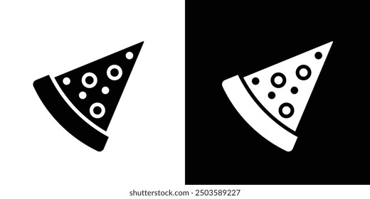 Pizza slice icon Flat vector set outline