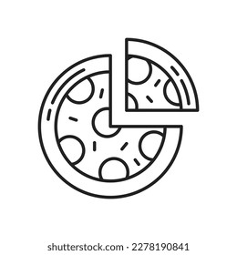 Pizza and slice icon. High quality black vector illustration.