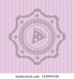 pizza slice icon inside badge with pink background