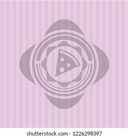 pizza slice icon inside badge with pink background