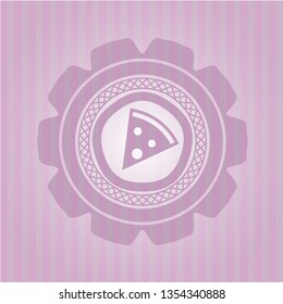 pizza slice icon inside badge with pink background