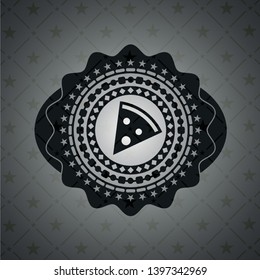pizza slice icon inside black emblem. Vintage.