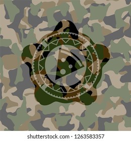 pizza slice icon inside camouflage emblem