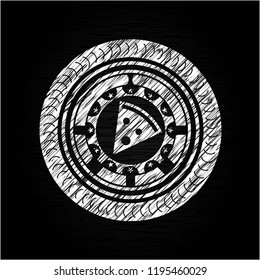 pizza slice icon inside chalk emblem