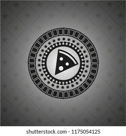 pizza slice icon inside dark badge or emblem