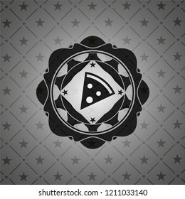 pizza slice icon inside dark emblem