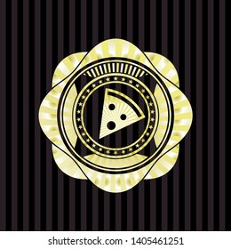 pizza slice icon inside gold badge