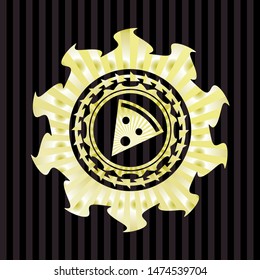 pizza slice icon inside golden badge