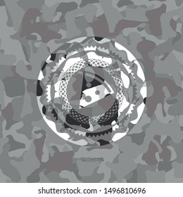 pizza slice icon inside grey camouflage texture