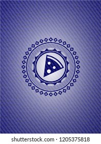 pizza slice icon inside jean background