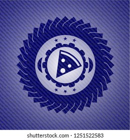 pizza slice icon inside jean background