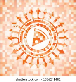 pizza slice icon inside orange mosaic emblem