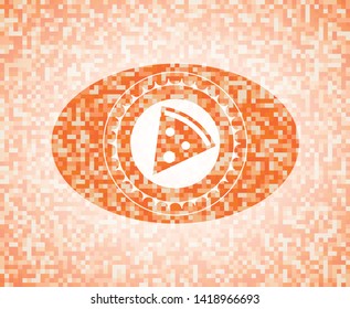pizza slice icon inside orange mosaic emblem