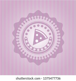 pizza slice icon inside pink icon or emblem