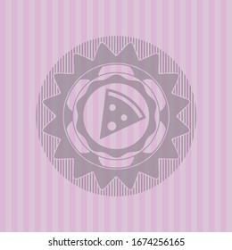 pizza slice icon inside pink icon or emblem