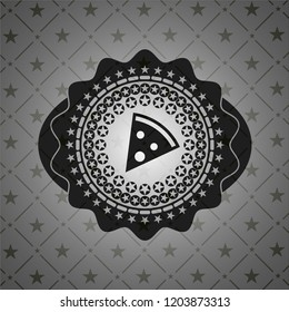 pizza slice icon inside realistic black emblem