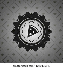 pizza slice icon inside realistic black emblem