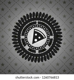 pizza slice icon inside realistic dark emblem
