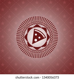 pizza slice icon inside realistic red emblem
