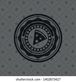 pizza slice icon inside realistic dark emblem