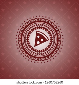pizza slice icon inside red emblem