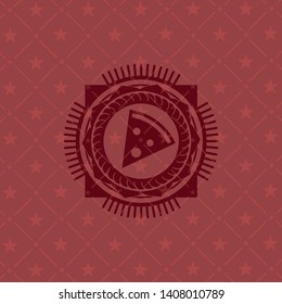 pizza slice icon inside red emblem