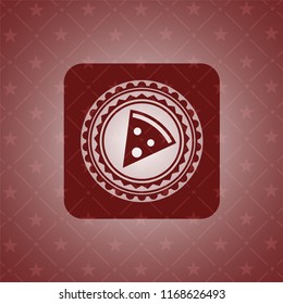 pizza slice icon inside retro style red emblem