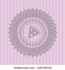 pizza slice icon inside retro style pink emblem