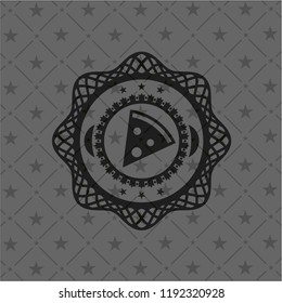 pizza slice icon inside retro style black emblem