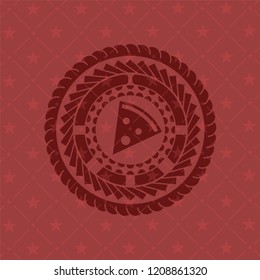 pizza slice icon inside retro style red emblem