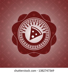 pizza slice icon inside retro red emblem