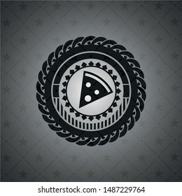 pizza slice icon inside retro style black emblem