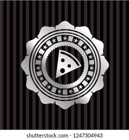 pizza slice icon inside silver badge