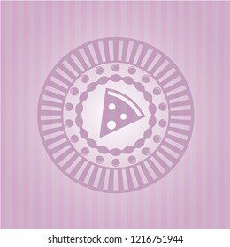 pizza slice icon inside vintage pink emblem