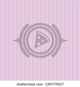 pizza slice icon inside vintage pink emblem