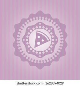 pizza slice icon inside vintage pink emblem