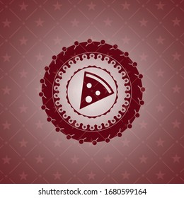 pizza slice icon inside vintage red emblem