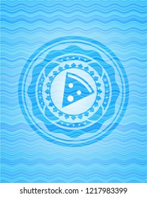 pizza slice icon inside water representation badge.