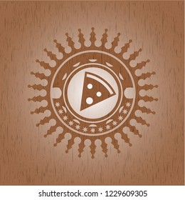 pizza slice icon inside wooden signboards